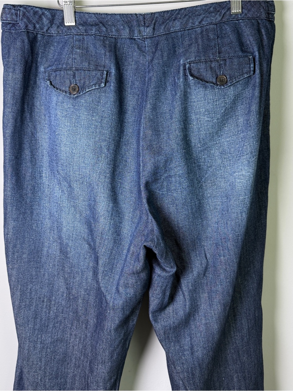 Lands End Cotton Linen Trousers Navy Denim Look Old Money Quiet Luxury 16 - Picture 12 of 12